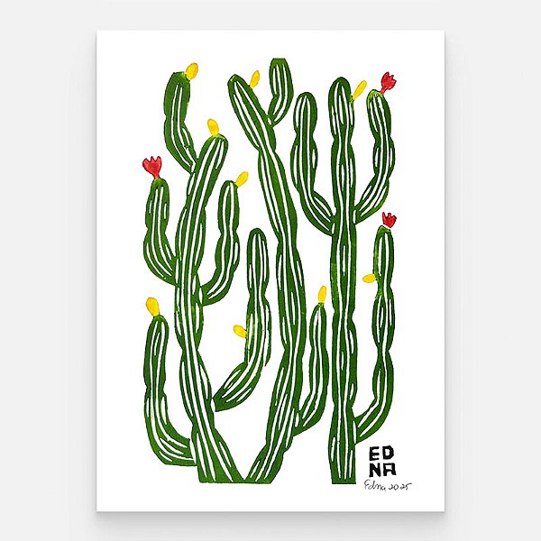 Xilogravura "Cactos 2" P - Edna - PE