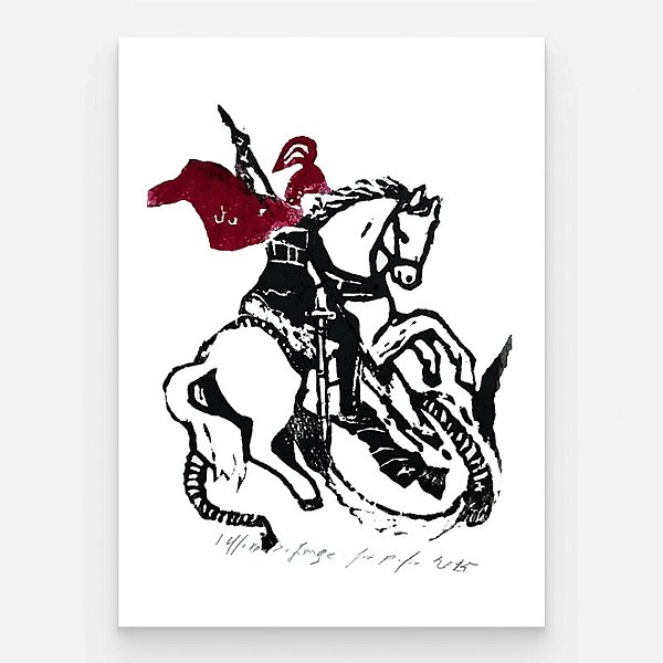 Xilogravura "São Jorge" P - João Pedro - Juazeiro do Norte - PE