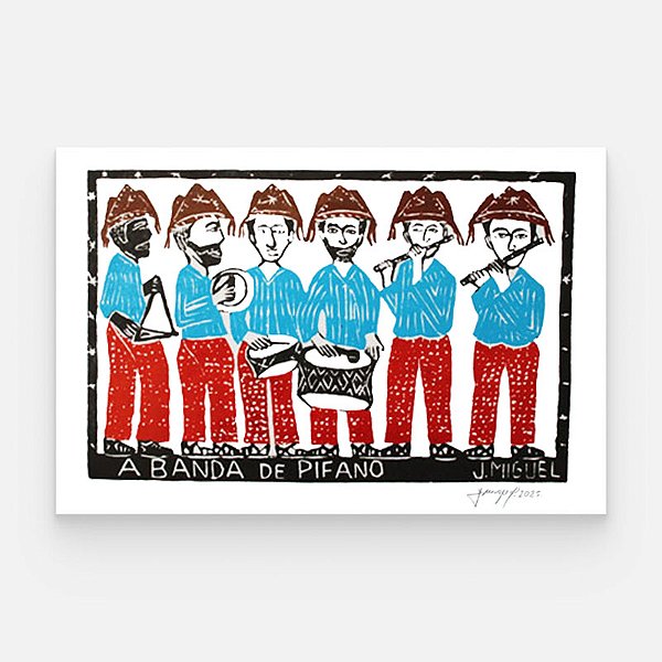 Xilogravura ''A Banda de Pífano" G - J. Miguel - PE
