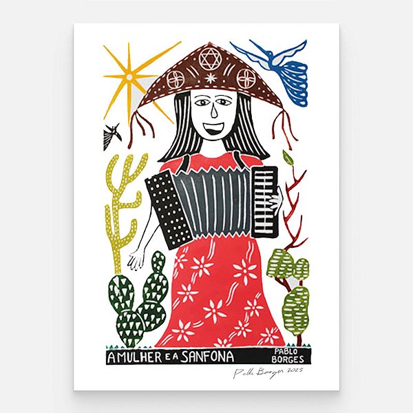 Xilogravura ''A Mulher e a Sanfona" G - Pablo Borges - PE