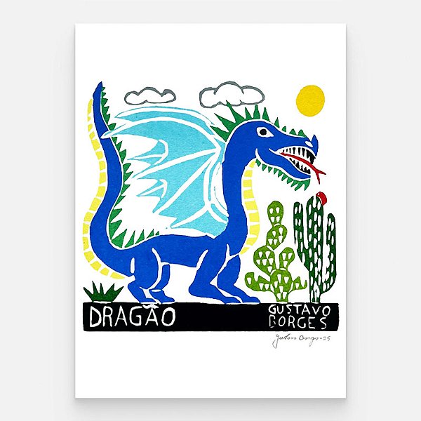 Xilogravura Dragão P - Gustavo Borges - PE