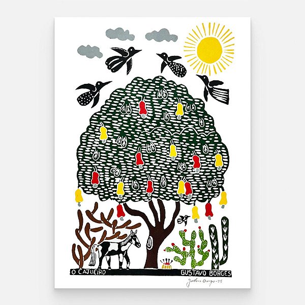 Xilogravura O Cajueiro G - Gustavo Borges - PE