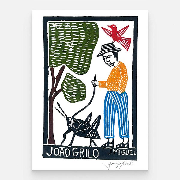 Xilogravura "João Grilo" P - J. Miguel - PE