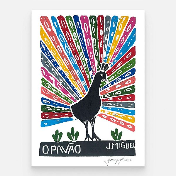 Xilogravura "O Pavão" P - J. Miguel - PE