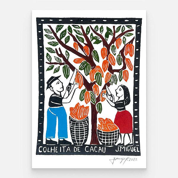 Xilogravura "A Colheita de Cacau" M - J. Miguel - PE