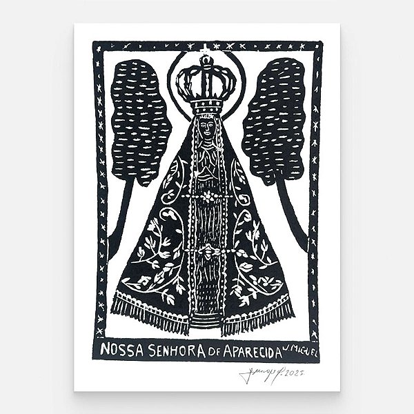 Xilogravura "Nossa Senhora Aparecida PB" M - J. Miguel - PE