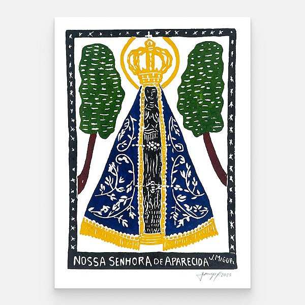 Xilogravura "Nossa Senhora Aparecida" M - J. Miguel - PE