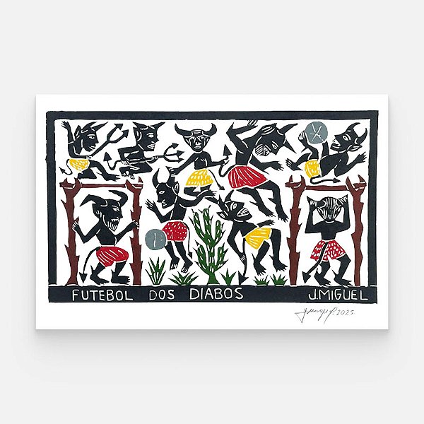 Xilogravura "Futebol dos Diabos" G - J. Miguel - PE