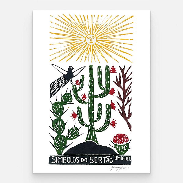 Xilogravura "Símbolos do Sertão" G - J. Miguel - PE