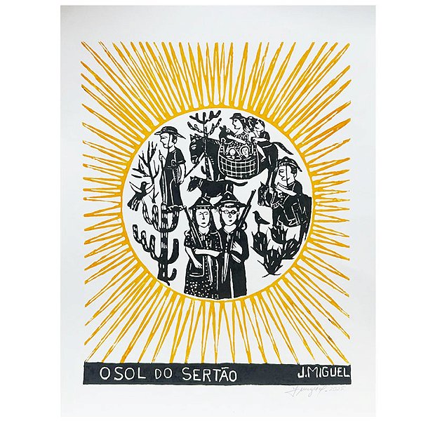 Xilogravura "O Sol do Sertão 3" G - J. Miguel - PE