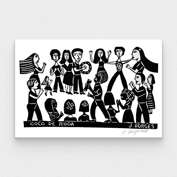 Xilogravura Coco de Roda G - assinada por J. Borges - PE (Última Peça)