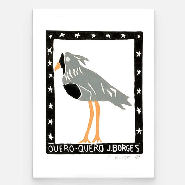 Xilogravura Quero-Quero P - assinada por J. Borges - PE (Última peça)