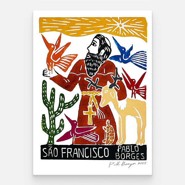 Xilogravura "São Francisco" P - Pablo Borges - PE