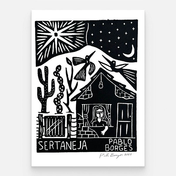 Xilogravura "Sertaneja" P - Pablo Borges - PE