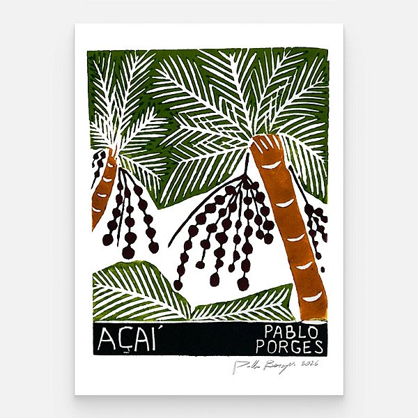 Xilogravura "Açaí" P - Pablo Borges - PE