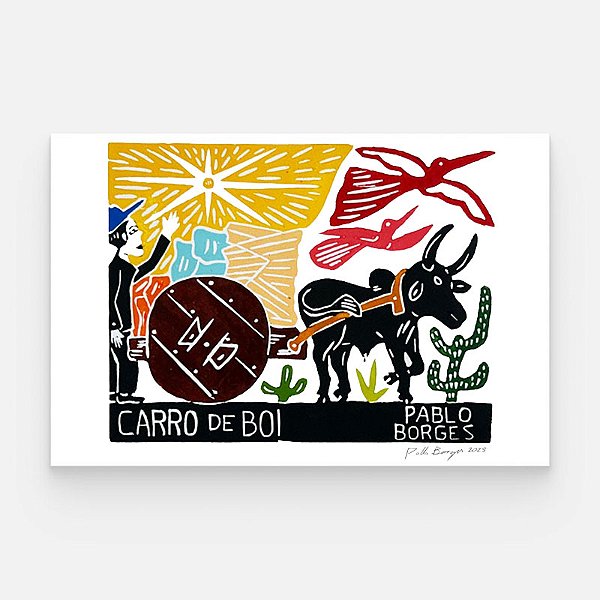 Xilogravura "Carro Boi" P - Pablo Borges - PE