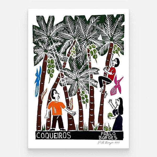 Xilogravura ''Coqueiros" M - Pablo Borges - PE
