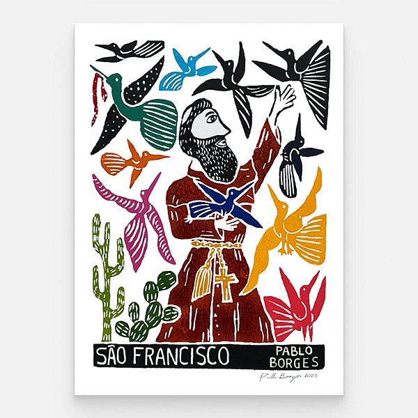Xilogravura ''São Francisco" M - Pablo Borges - PE