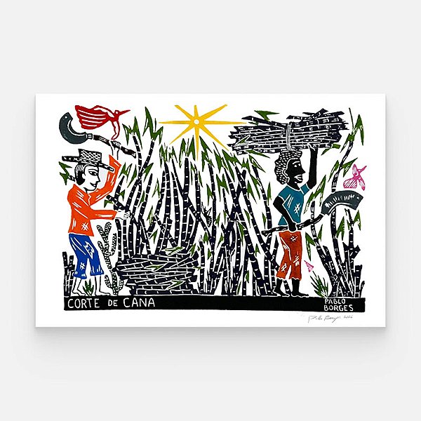 Xilogravura ''Corte de Cana" G - Pablo Borges - PE