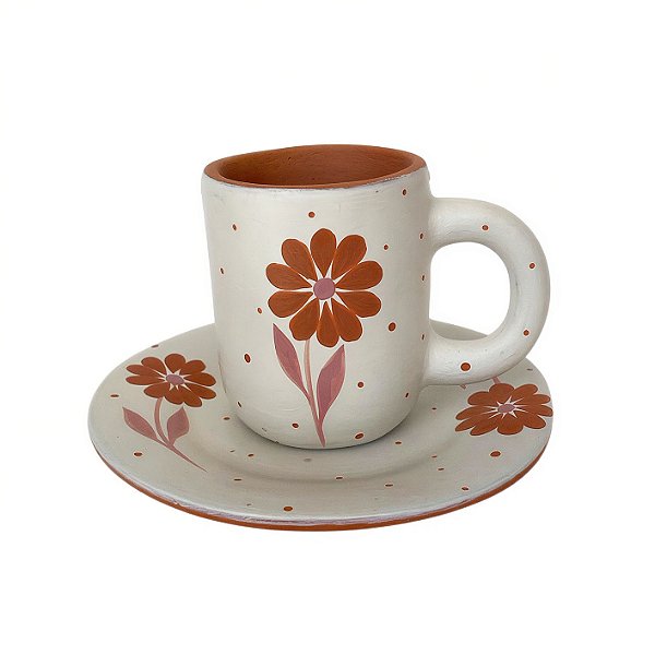 Caneca Branca com Pires P - Luiza - Vale do Jequitinhonha - MG