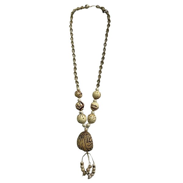 Colar de Jarina com Macrame Branco Liso - Rose - AM