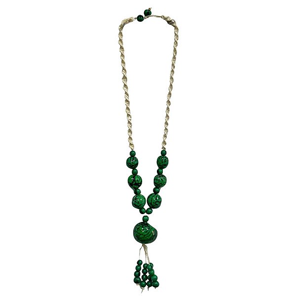 Colar de Jarina com Macrame Verde - Rose - AM
