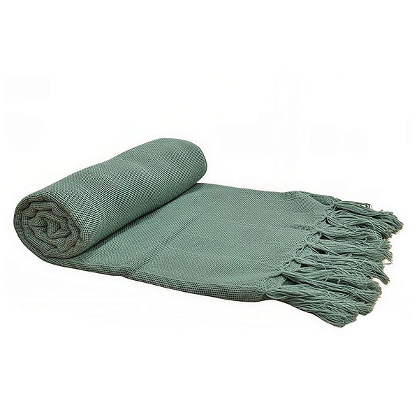 Manta em Tear Manual Verde Menta 1.30 x 1.90 - T.A.E.F - MG