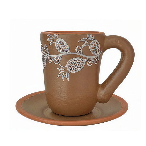 Caneca com Pires - Coleção Abacaxis - Paiol Lab - Vale do Jequitinhonha - MG