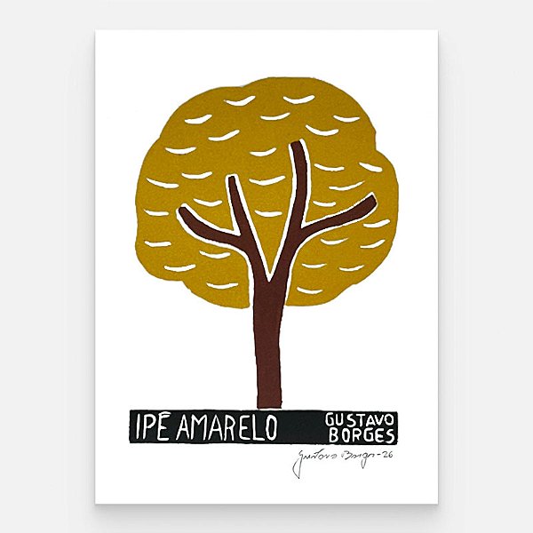 Xilogravura Ipê Amarelo P - Gustavo Borges - PE