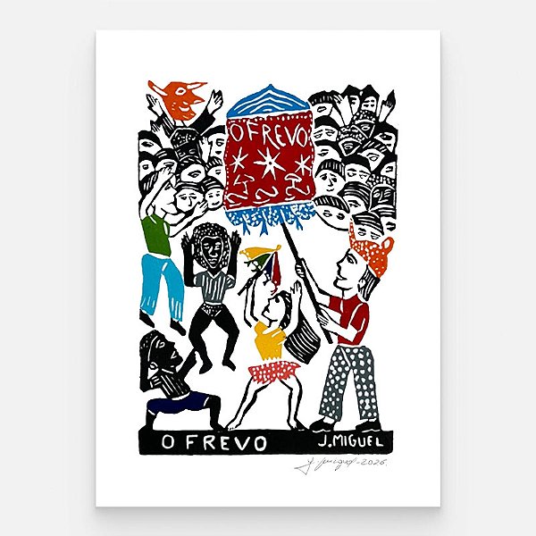 Xilogravura "O Frevo" M - J. Miguel - PE
