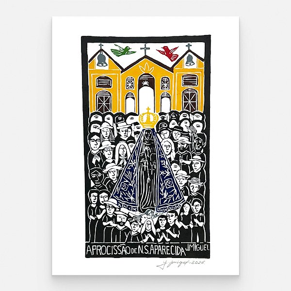 Xilogravura "Aprocissão de N.S. Aparecida" G - J. Miguel - PE