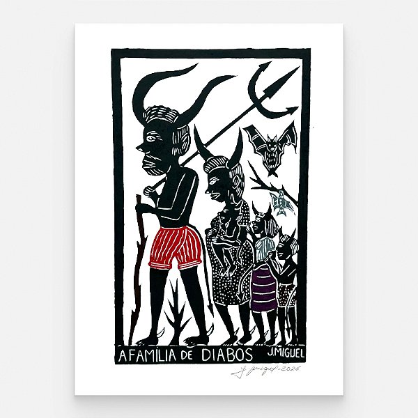 Xilogravura "A Família de Diabos" G - J. Miguel - PE