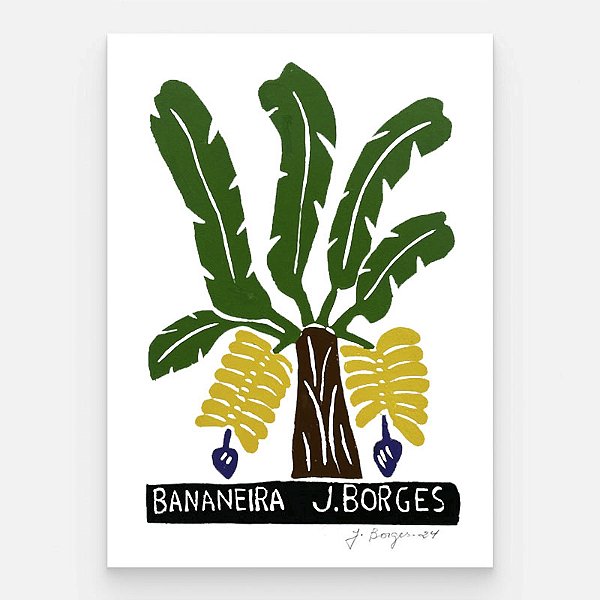 Xilogravura Bananeira P - assinada por J. Borges - PE (Garimpo Especial)