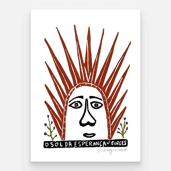 Xilogravura O Sol da Esperança M - assinada por J. Borges - PE (Garimpo Especial)