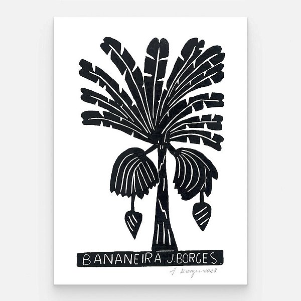 Xilogravura Bananeira M - assinada por J. Borges - PE (Garimpo Especial)