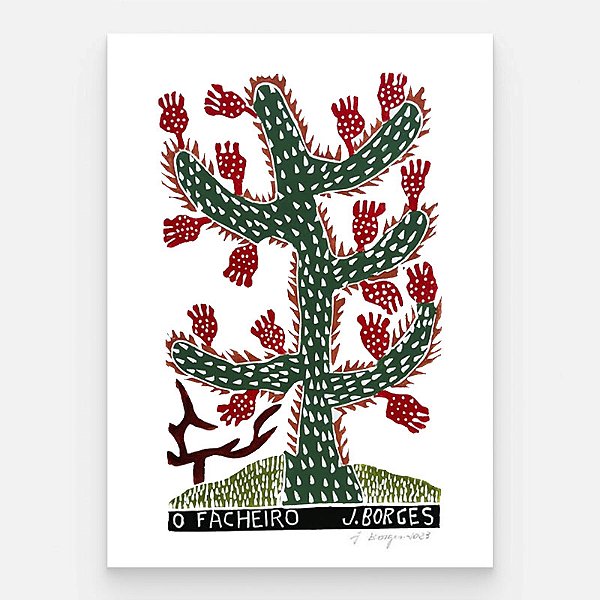 Xilogravura O Facheiro G - assinada por J. Borges - PE (Garimpo Especial)