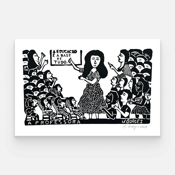 Xilogravura A Professora G - assinada por J. Borges - PE (Garimpo Especial)