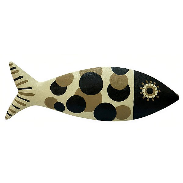 Peixe Pintura Preto e Marfim M - Tacy Pontual - PE