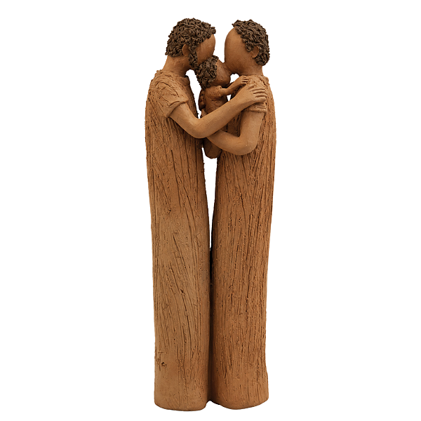 Escultura Casal HH com 1 Filho M - João Paulo Mota - MG