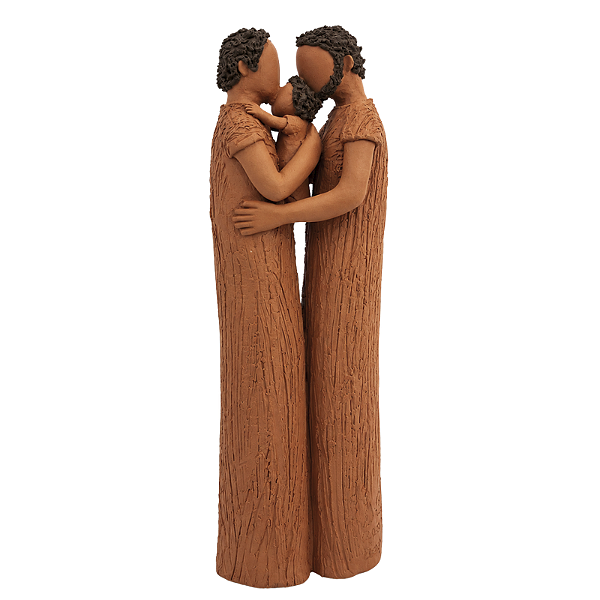 Escultura Casal HH com 1 Filho M - João Paulo Mota - MG