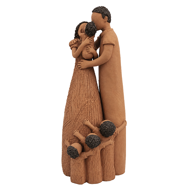 Escultura Casal HM com 4 Filhos M - João Paulo Mota - MG