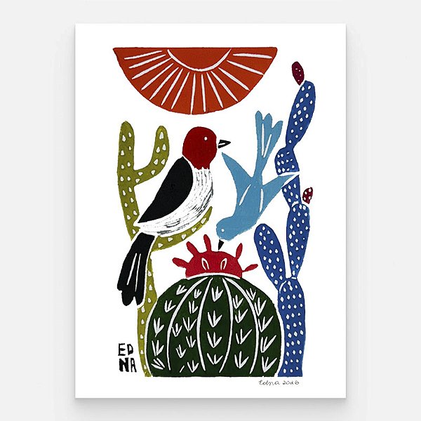 Xilogravura "Galo de Campina" P - Edna - PE