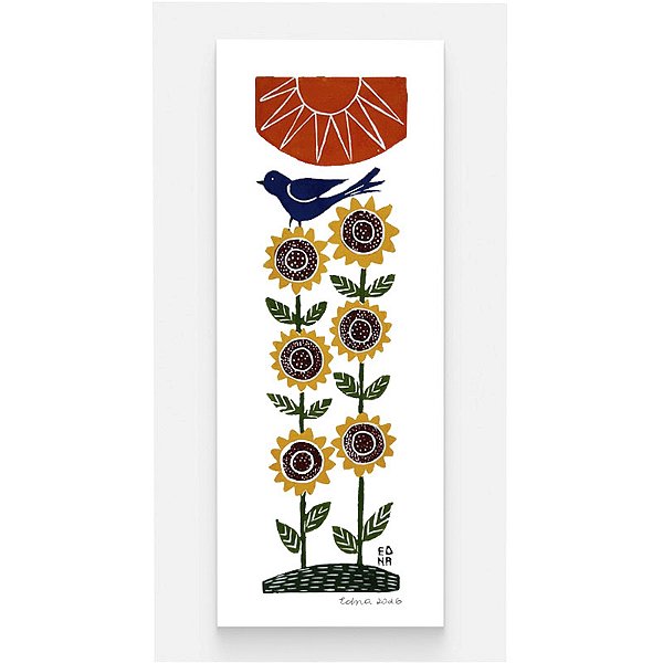 Xilogravura "Girassol" G Comprida - Edna - PE