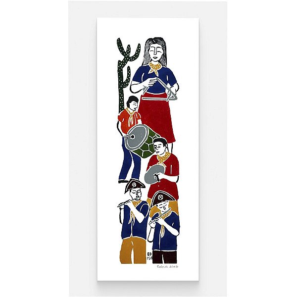 Xilogravura "Banda de Pífano" G Comprida - Edna - PE
