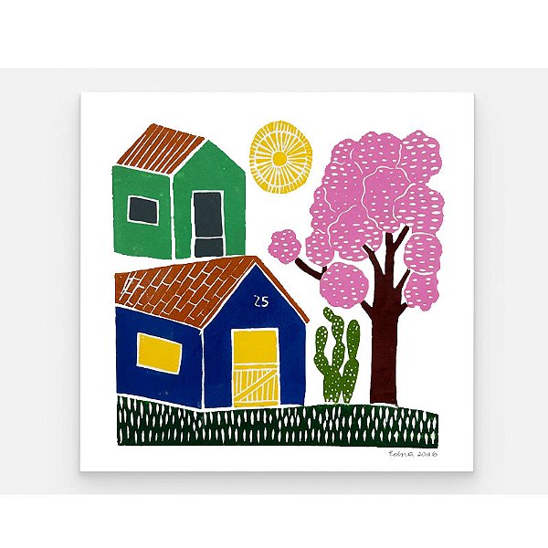 Xilogravura Quadrada "Ypê Rosa" M 2026 - Edna - PE