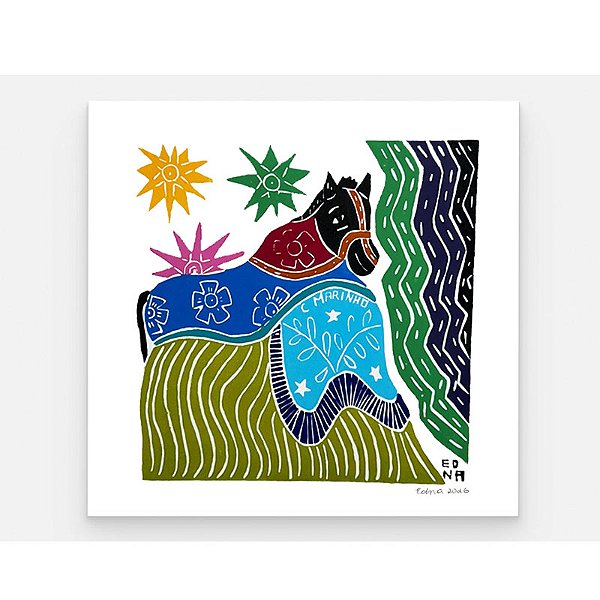 Xilogravura Quadrada "Cavalo Marinho" M 2026 - Edna - PE