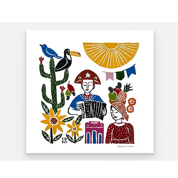 Xilogravura Quadrada "Nordeste" M 2026 - Edna - PE