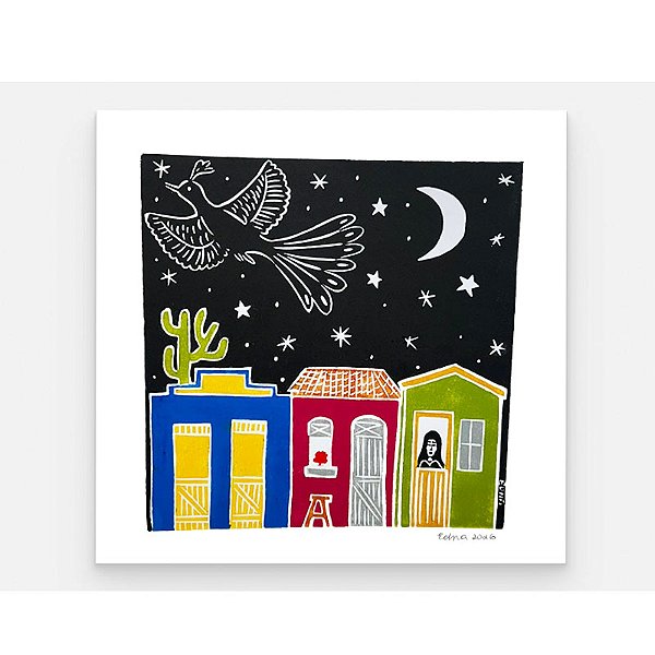Xilogravura Quadrada "Vila do Sertão 2" M 2026 - Edna - PE