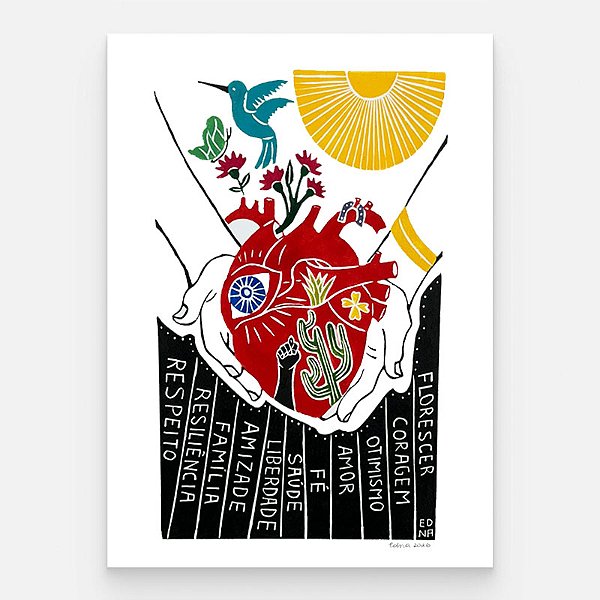 Xilogravura "Coração da Fé" G - Edna - PE