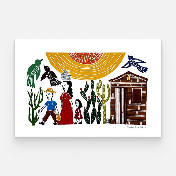 Xilogravura "Retirantes" G - Edna - PE